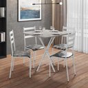Ver imagem 2 de Kit Mesa Diamante 541 Sala de Jantar 4 Cadeiras Pés Tubular Floral/branco