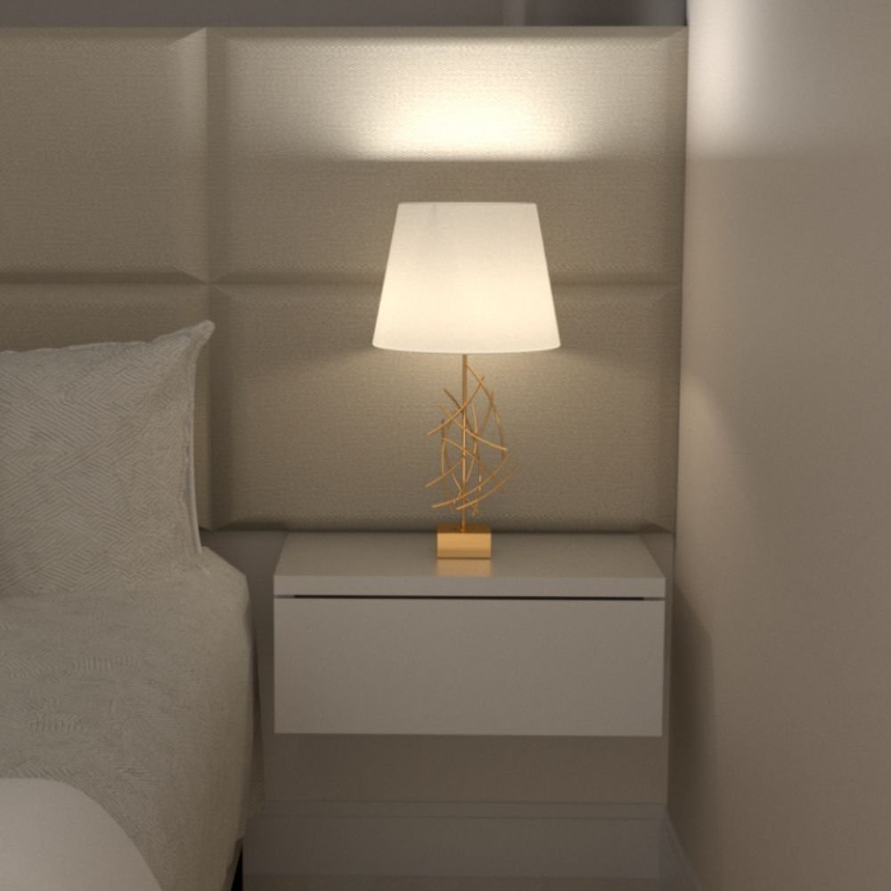 Mesa de Cabeceira com Gaveta 30 Cm Mdf Branco Fj Decor Suspensa - 4