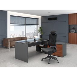Cadeira Escritório Presidente Giratória Darix X+ Slider Braços Reguláveis Assento Estofado em Poliés - 4
