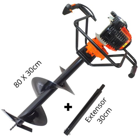 Perfurador de Solo Vulcan VPS520 2T Com Broca 80x30cm + Extensor de 30cm Para Todos Tipos de Solo