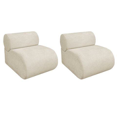 Kit 2 Poltronas Decorativas Orgânica Virgínia Bouclé - Doce Sonho Móveis
