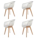 Ver imagem 1 de Kit 4 Cadeiras Para Mesa De Jantar Sala Cozinha Web Wood Branca Base Madeira