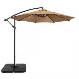 Ombrelone com Led Articulado Guarda Sol de Praia Jardim Lateral 3 Metros Base 60l Bege Rm Decor - 1