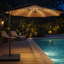 Ver imagem 2 de Ombrelone com Led Articulado Guarda Sol de Praia Jardim Lateral 3 Metros Base 60l Bege Rm Decor