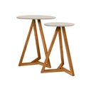 Ver imagem 2 de Jogo de Mesas Laterais e Mesa de Centro Juventus Redondo MDF Madeira Off White Nature Casah