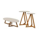 Ver imagem 1 de Jogo de Mesas Laterais e Mesa de Centro Juventus Redondo MDF Madeira Off White Nature Casah