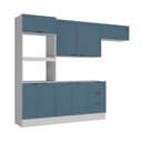 Ver imagem 2 de Cozinha Compacta Planejada 4 Peças 1 Paneleiro Torre Quente 2 Aéreos 1 Balcão Soho CabeCasa MadeiraOriginals Azul/Branco