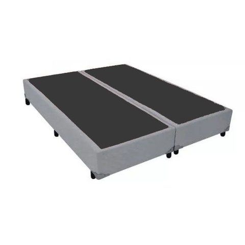 Base Cama Box Bipartido Queen Size Couro Sintético Cinza 40x158x198
