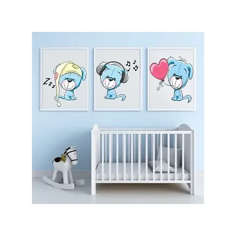 3 Quadros Decoração Quarto Bebe Soneca com Moldura 20x30 Cm Make Laser Qds