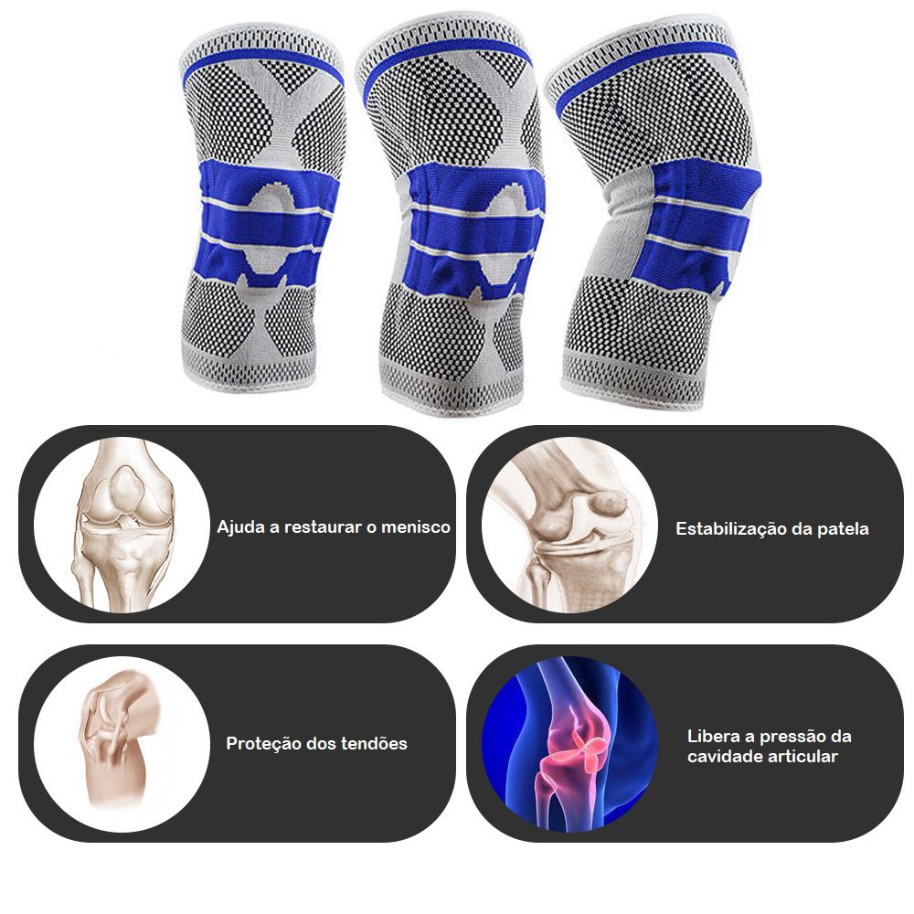 Joelheira Ortopedica Gel Compressao Suporte Exercicio Joelho Patela Apoio Exercicio Ajustavel - 3