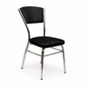 Cadeira Cozinha Reforço Cromada Assento Grosso Confortável Encosto Estofado Cor Preto - 1