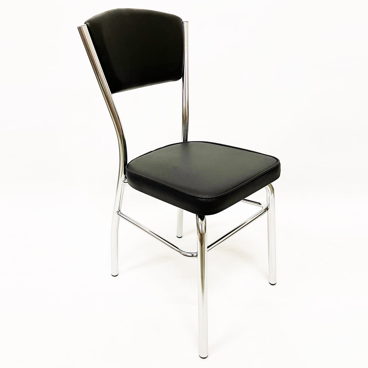 Cadeira Cozinha reforço cromada assento grosso Confortável encosto estofado cor preto