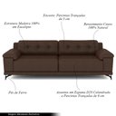 Ver imagem 3 de Sofá Living 4 lugares 272cm Agostino Pés Design em Ferro Couro Marrom Manchado G52 - Gran Belo