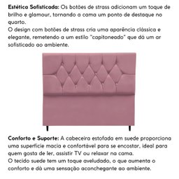 Cabeceira para Cama Box Estofada Casal 140 Cm Suede Madri:rosê - 5