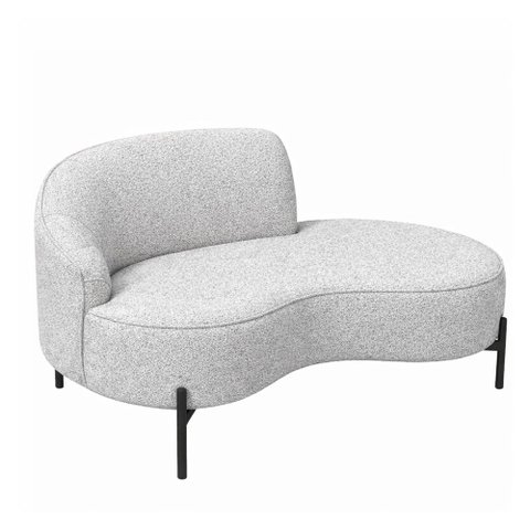 Sofá Curvo Billini 2 Lugares 180cm Braço Dir. Pés Preto Bouclé Cinza - Sallar Home