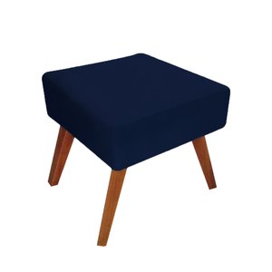 Puff Banqueta Quadrado Livia Suede Azul Marinho - Majú Decor