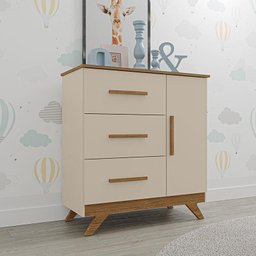 Cômoda Infantil com Porta New Vitória Off White Carvalho – Canaã - 4