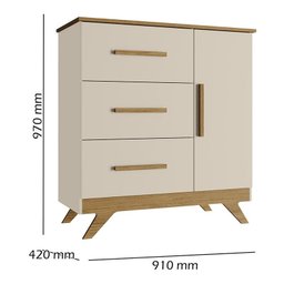 Cômoda Infantil com Porta New Vitória Off White Carvalho – Canaã - 2