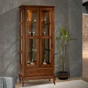 Ver imagem 1 de Cristaleira em Madeira com Espelho e LED 2 Portas e Laterais em Vidro 60303EL Linz Móveis - Imbuia