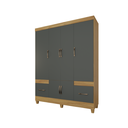 Ver imagem 3 de Guarda-roupa Ms 6 Portas 2 Gavetas Design Moderno Quarto Casal/solteiro Cor Freijo/cinza