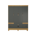 Ver imagem 4 de Guarda-roupa Ms 6 Portas 2 Gavetas Design Moderno Quarto Casal/solteiro Cor Freijo/cinza