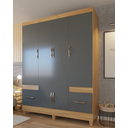 Ver imagem 2 de Guarda-roupa Ms 6 Portas 2 Gavetas Design Moderno Quarto Casal/solteiro Cor Freijo/cinza