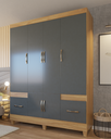 Ver imagem 2 de Guarda-roupa Ms 6 Portas 2 Gavetas Design Moderno Quarto Casal/solteiro Cor Freijo/cinza