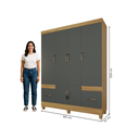 Ver imagem 5 de Guarda-roupa Ms 6 Portas 2 Gavetas Design Moderno Quarto Casal/solteiro Cor Freijo/cinza