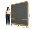 Ver imagem 5 de Guarda-roupa Ms 6 Portas 2 Gavetas Design Moderno Quarto Casal/solteiro Cor Freijo/cinza