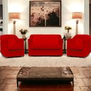 Ver imagem 1 de Kit Namoradeira + 4 Poltronas Decorativas para Sala Mila Suede Cores Pé de Plastico Cromado