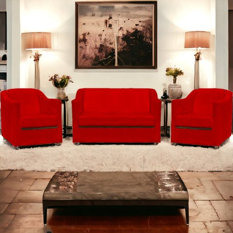 Kit Namoradeira + 4 Poltronas Decorativas para Sala Mila Suede Cores Pé de Plastico Cromado