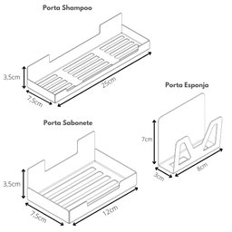 Kit Acessórios Para Banheiro Com Adesivo 7 Peças Branco ELG - 2