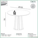 Ver imagem 3 de Mesa de Jantar Base Ripada 105cm com 4 Cadeiras 100% Mdf Cor:off White com Freijó e Courino Bege