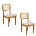 Ver imagem 6 de Mesa de Jantar Base Ripada 105cm com 4 Cadeiras 100% Mdf Cor:off White com Freijó e Courino Bege