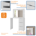 Ver imagem 7 de Penteadeira com Espelho Iluminação 3 Gavetas Los Angeles