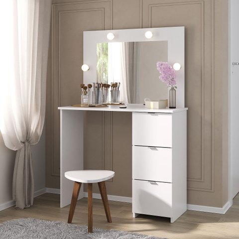 Penteadeira com Espelho Iluminação 3 Gavetas Los Angeles