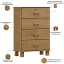 Ver imagem 3 de Cômoda para Quarto Closet 4 Gavetas Madeira Maciça Selena F06 Freijó - Lyam Decor