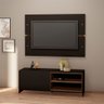Conjunto Rack e Painel de TV 130cm Preto Madeirado - 1