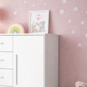 Ver imagem 4 de Cômoda para Quarto Sapateira Malibú 4 Gavetas Porta e Prateleira Interna - Jm3 Móveis:branco/lilas