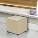 Ver imagem 1 de Puff Baú Decorativo Cristal 40x40 Estofado em Veludo Bege
