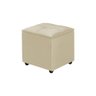 Puff Baú Decorativo Cristal 40x40 Estofado em Veludo Bege - 2
