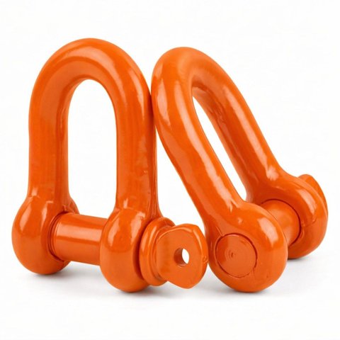Manilha 5/8 Reta Aço Carbono Pino Roscado Reboque Elevação Budin - Laranja - Kit 2 Unid.
