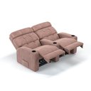 Ver imagem 3 de Sofá 2 Lugares Reclinável Elétrico Massageador em Suede Cor Rosa Nude Linha Cinema