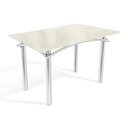 Ver imagem 1 de Mesa P/ Cozinha Elba Tampo Madeirado C/ Vidro 120cm Cromada/off White - Kappesberg