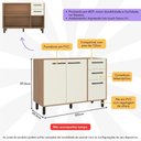 Ver imagem 4 de Balcão de Cozinha Gabinete Pia 120cm 3 Portas e 2 Gavetas Havana Multimóveis Cr20310 Rovere/