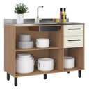 Ver imagem 3 de Balcão de Cozinha Gabinete Pia 120cm 3 Portas e 2 Gavetas Havana Multimóveis Cr20310 Rovere/