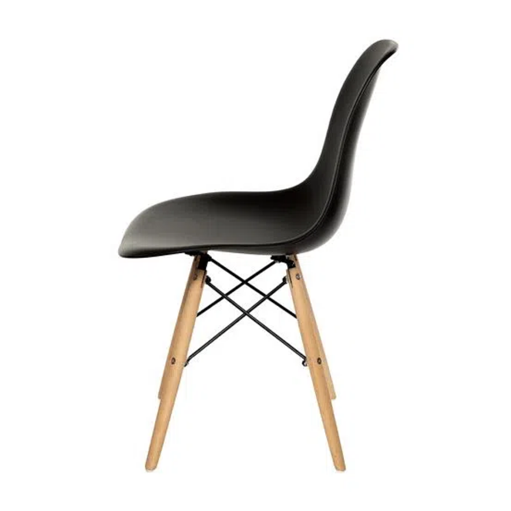 Cadeira Eames Preta Resistente - Base Madeira Natural Maciça - 2