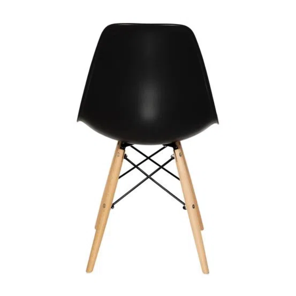 Cadeira Eames Preta Resistente - Base Madeira Natural Maciça - 3