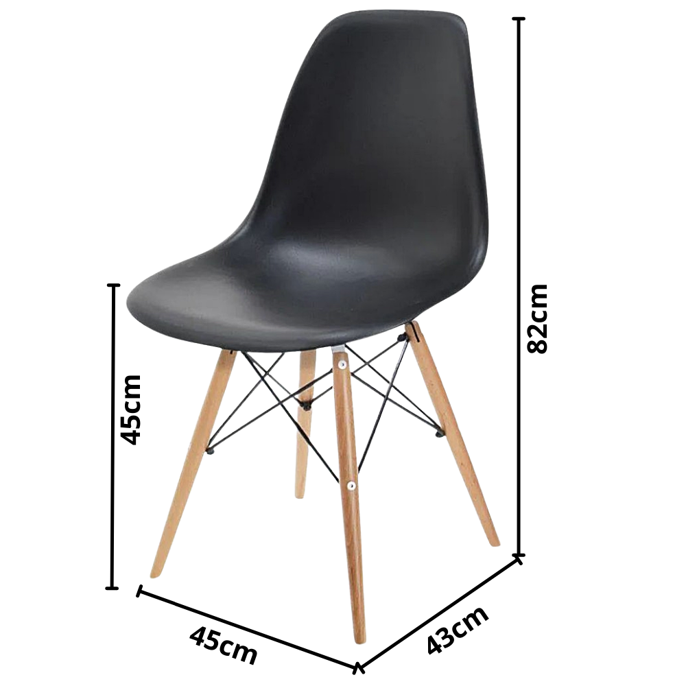 Cadeira Eames Preta Resistente - Base Madeira Natural Maciça - 5