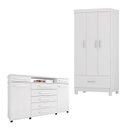 Ver imagem 1 de Cômoda London e Guarda Roupa Solteiro Prince Branco - Demóbile